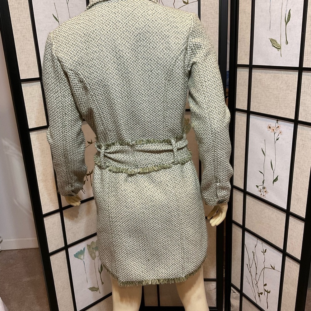 Tulle Avocado and Lime Green Tweed Coat with Fringe - Picture 5 of 11